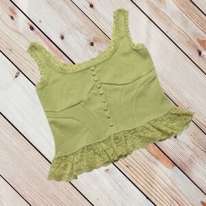 LC Lizette Collection S lime shade lace trim tank